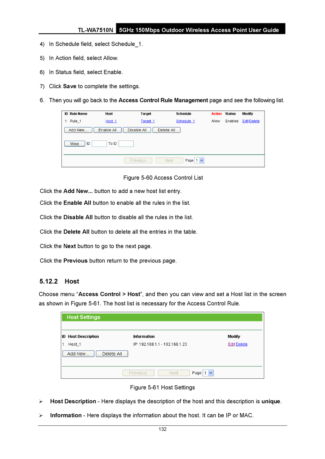 TP-Link TL-WA7510N manual Host 