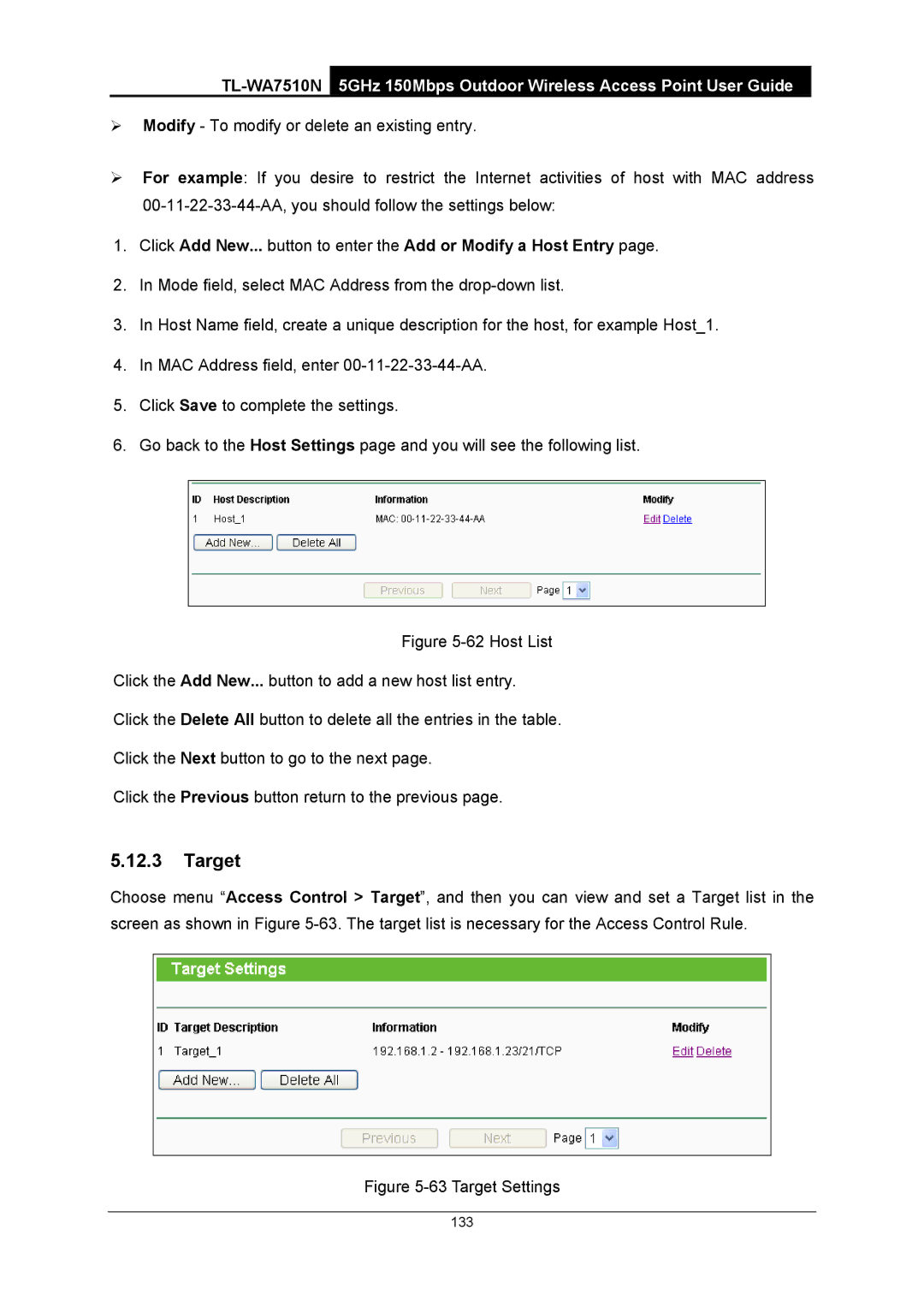 TP-Link TL-WA7510N manual Target Settings 