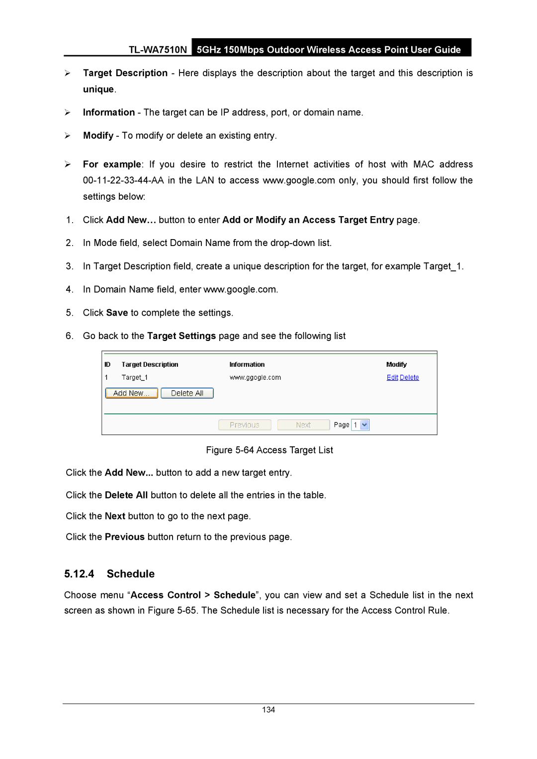 TP-Link TL-WA7510N manual Schedule 