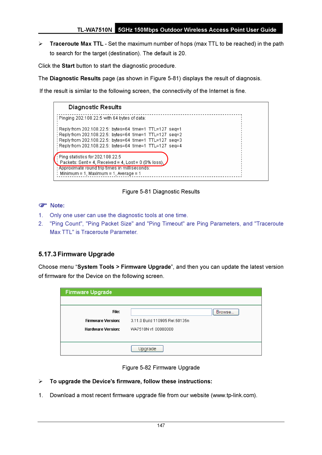 TP-Link TL-WA7510N manual ¾ To upgrade the Devices firmware, follow these instructions 