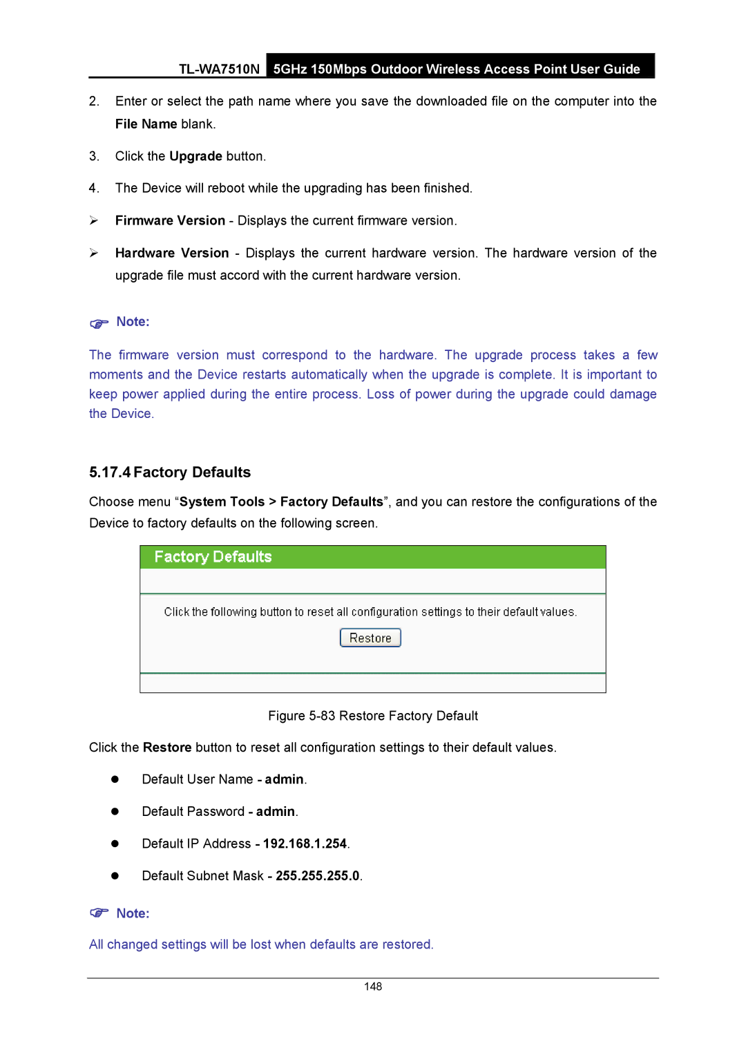 TP-Link TL-WA7510N manual 148 