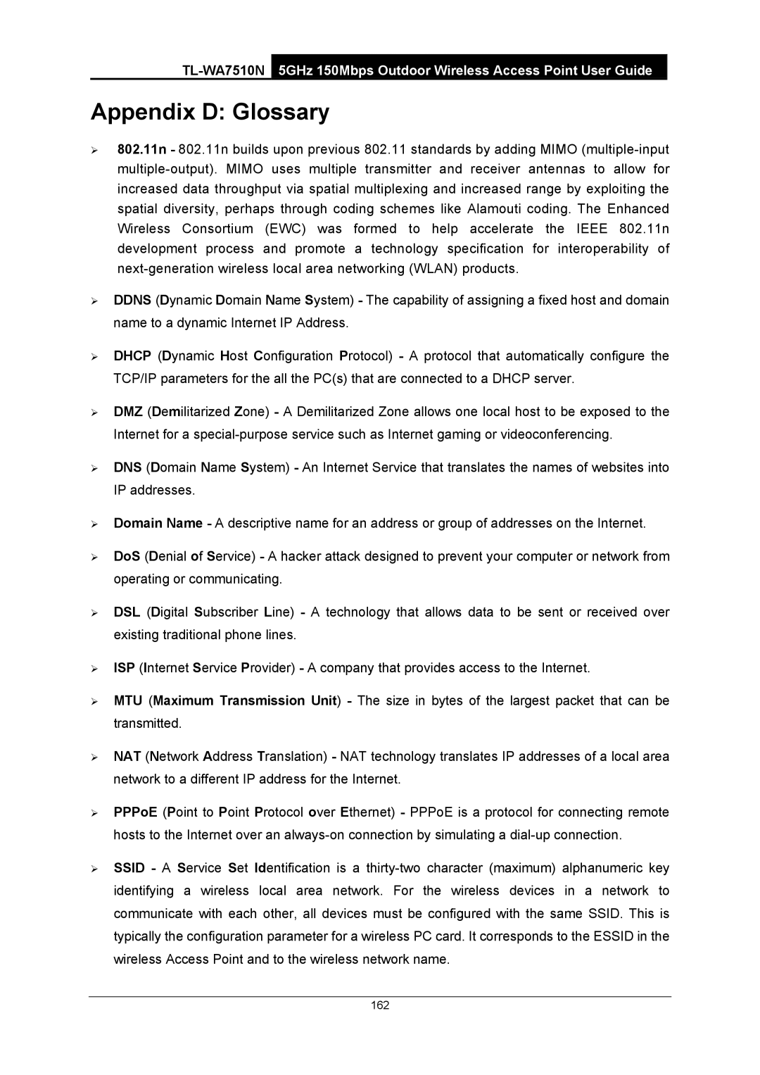 TP-Link TL-WA7510N manual Appendix D Glossary 