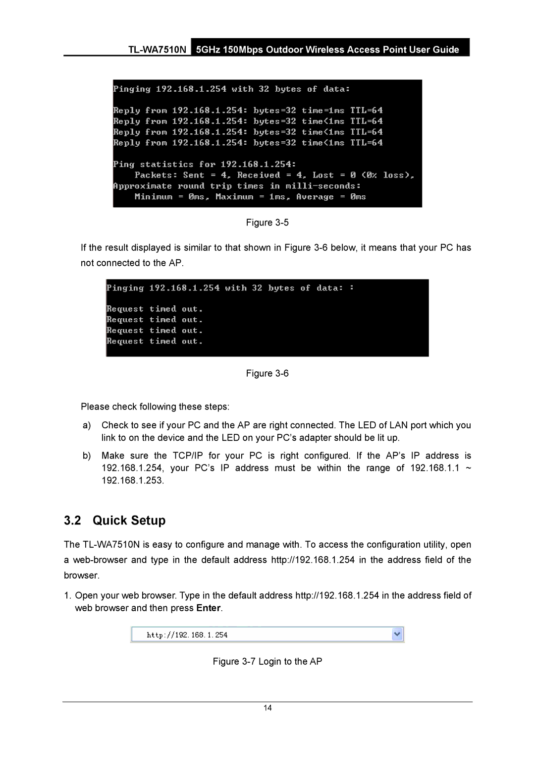 TP-Link TL-WA7510N manual Quick Setup, Login to the AP 