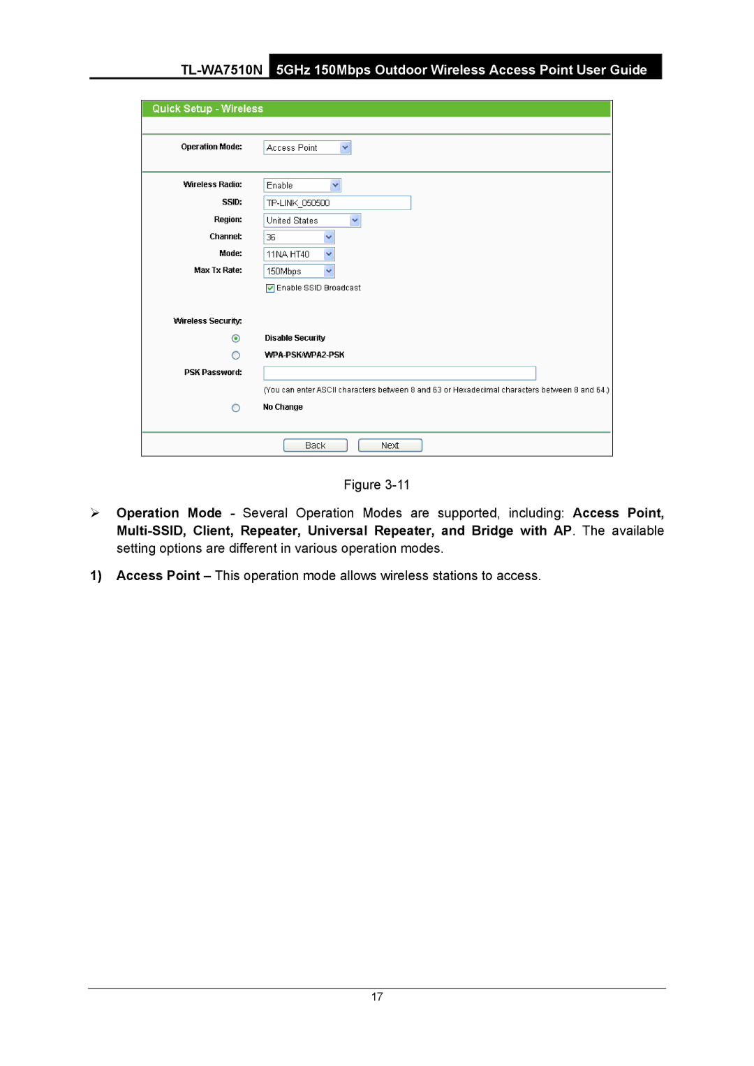 TP-Link TL-WA7510N manual 5GHz 150Mbps Outdoor Wireless Access Point User Guide 