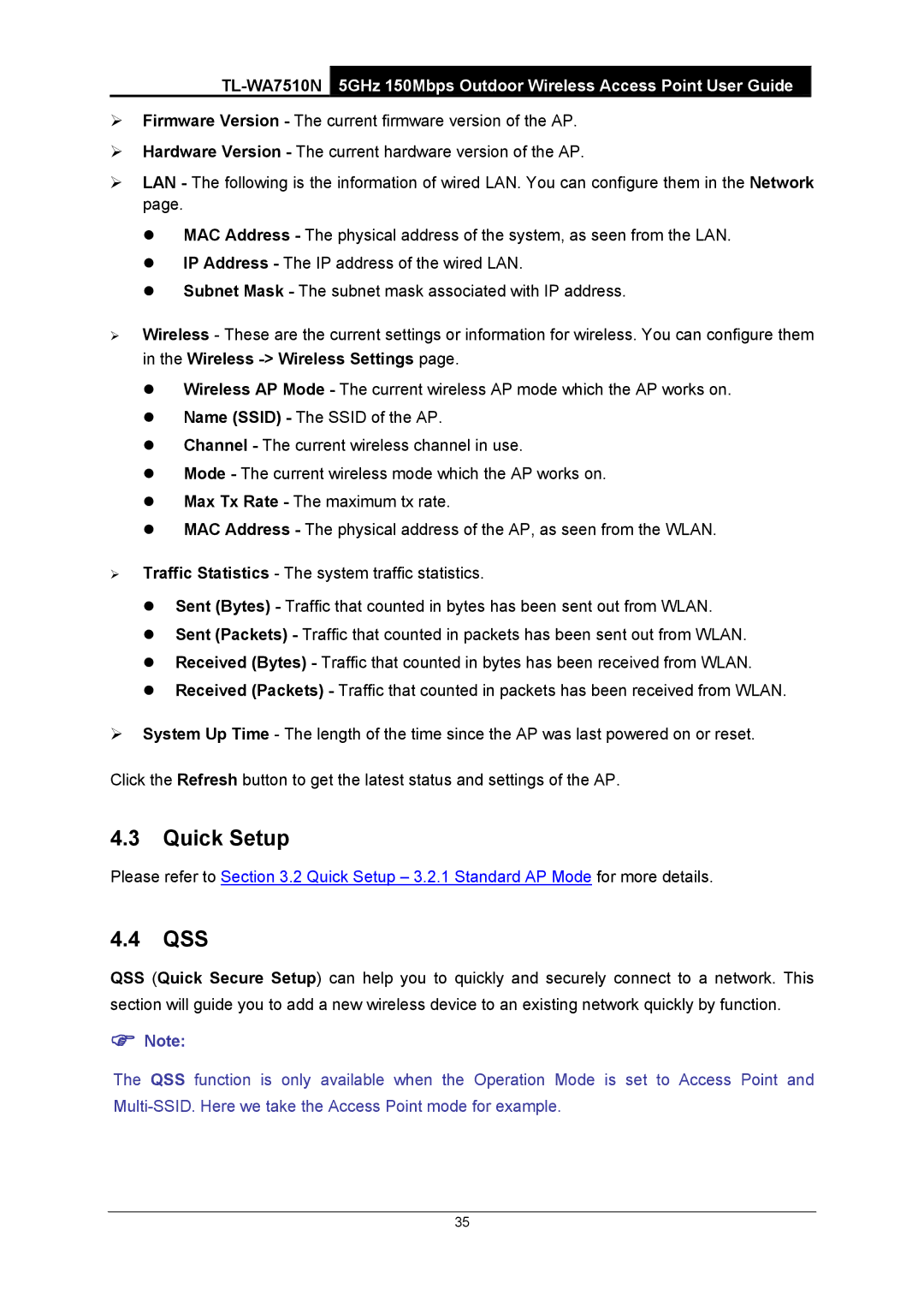 TP-Link TL-WA7510N manual Quick Setup, Qss 