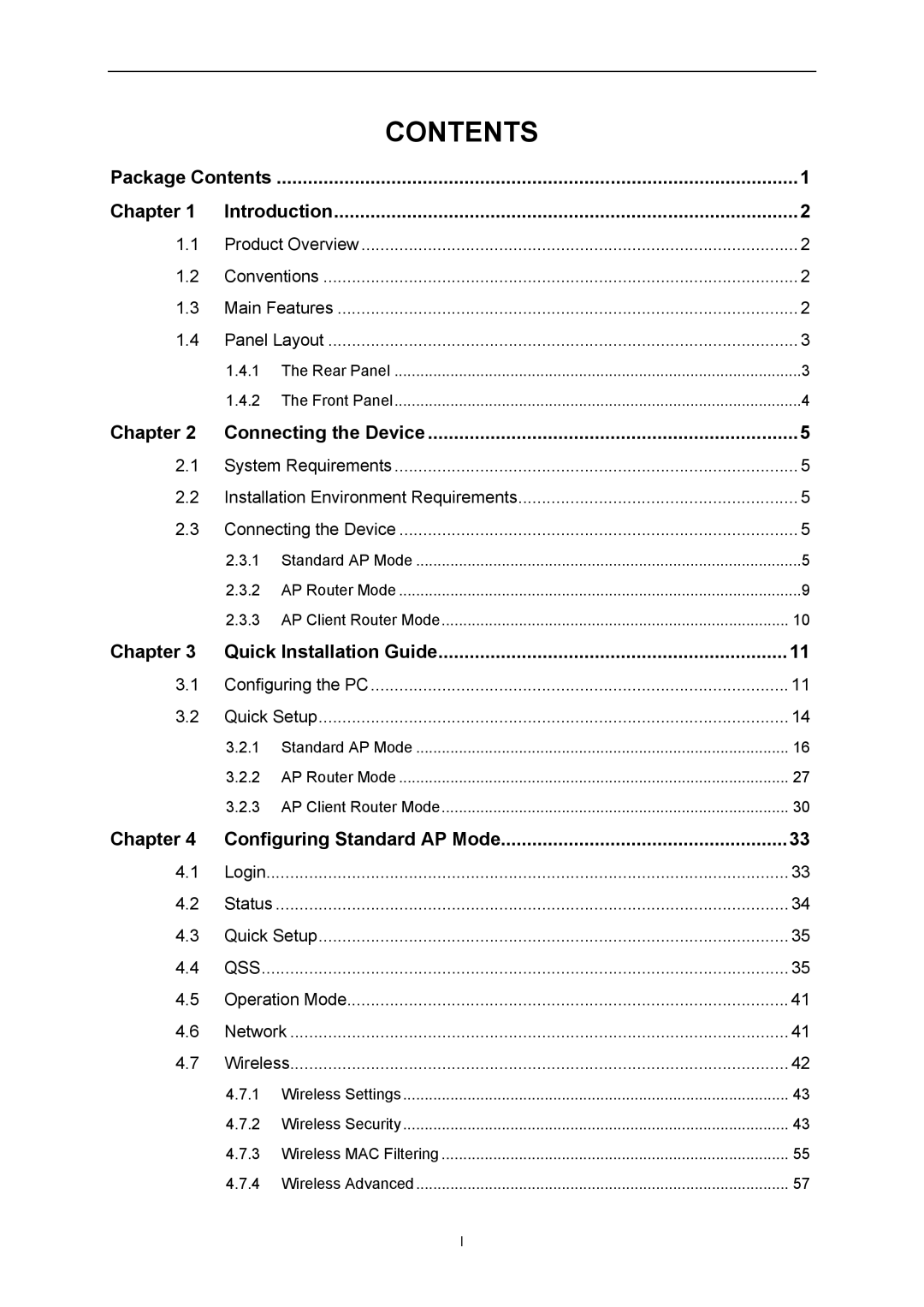 TP-Link TL-WA7510N manual Contents 