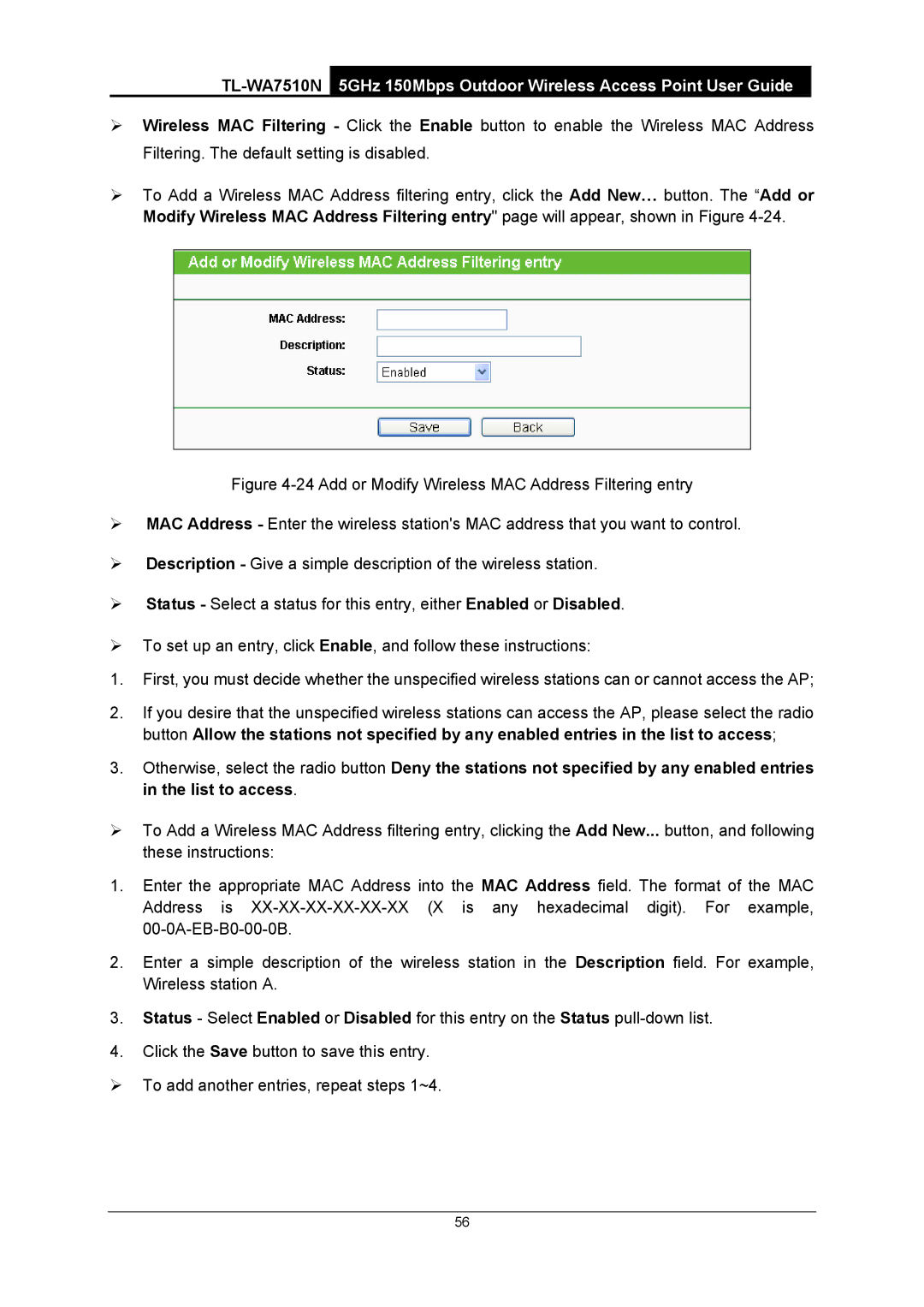 TP-Link TL-WA7510N manual 5GHz 150Mbps Outdoor Wireless Access Point User Guide 