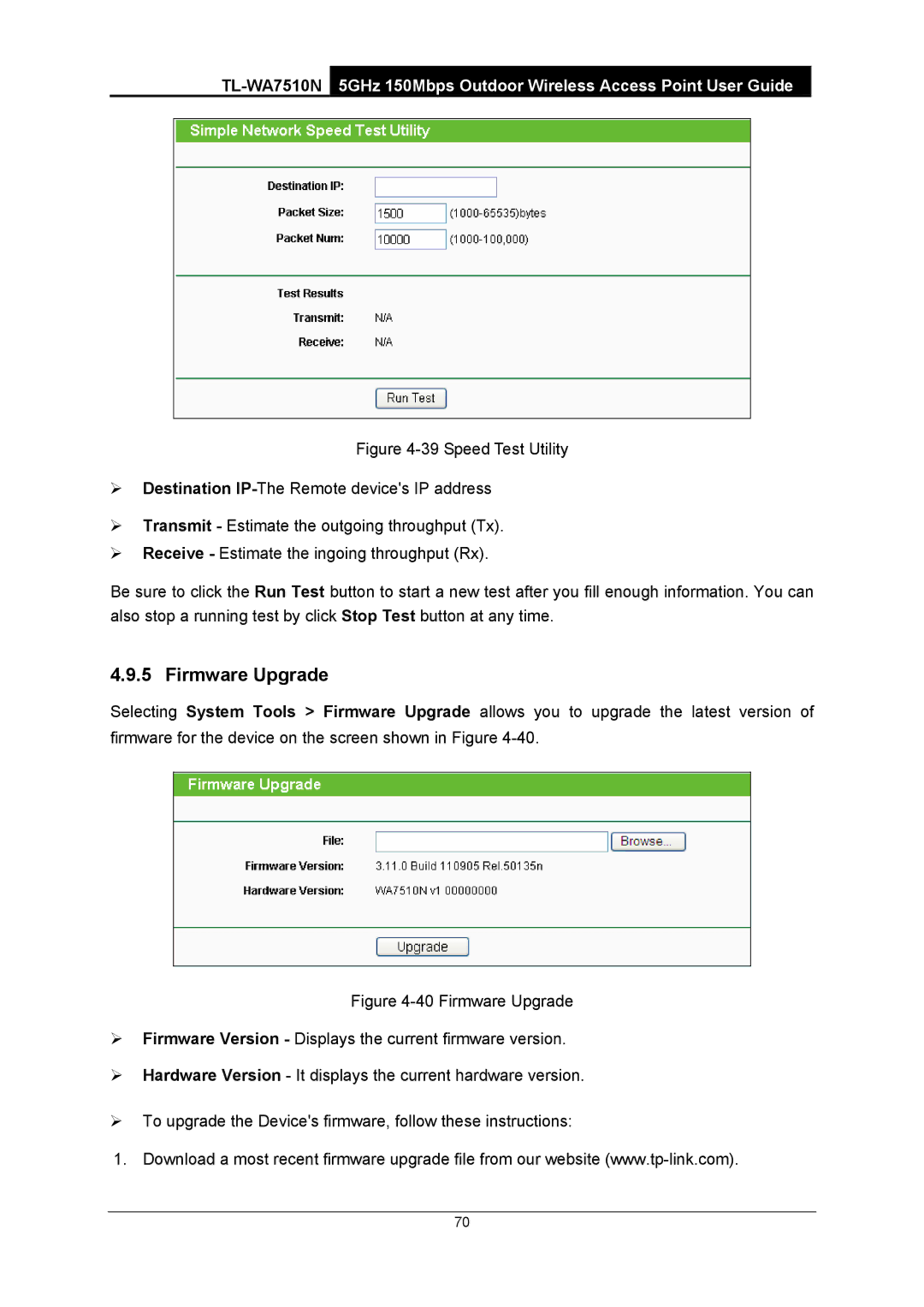 TP-Link TL-WA7510N manual Firmware Upgrade 