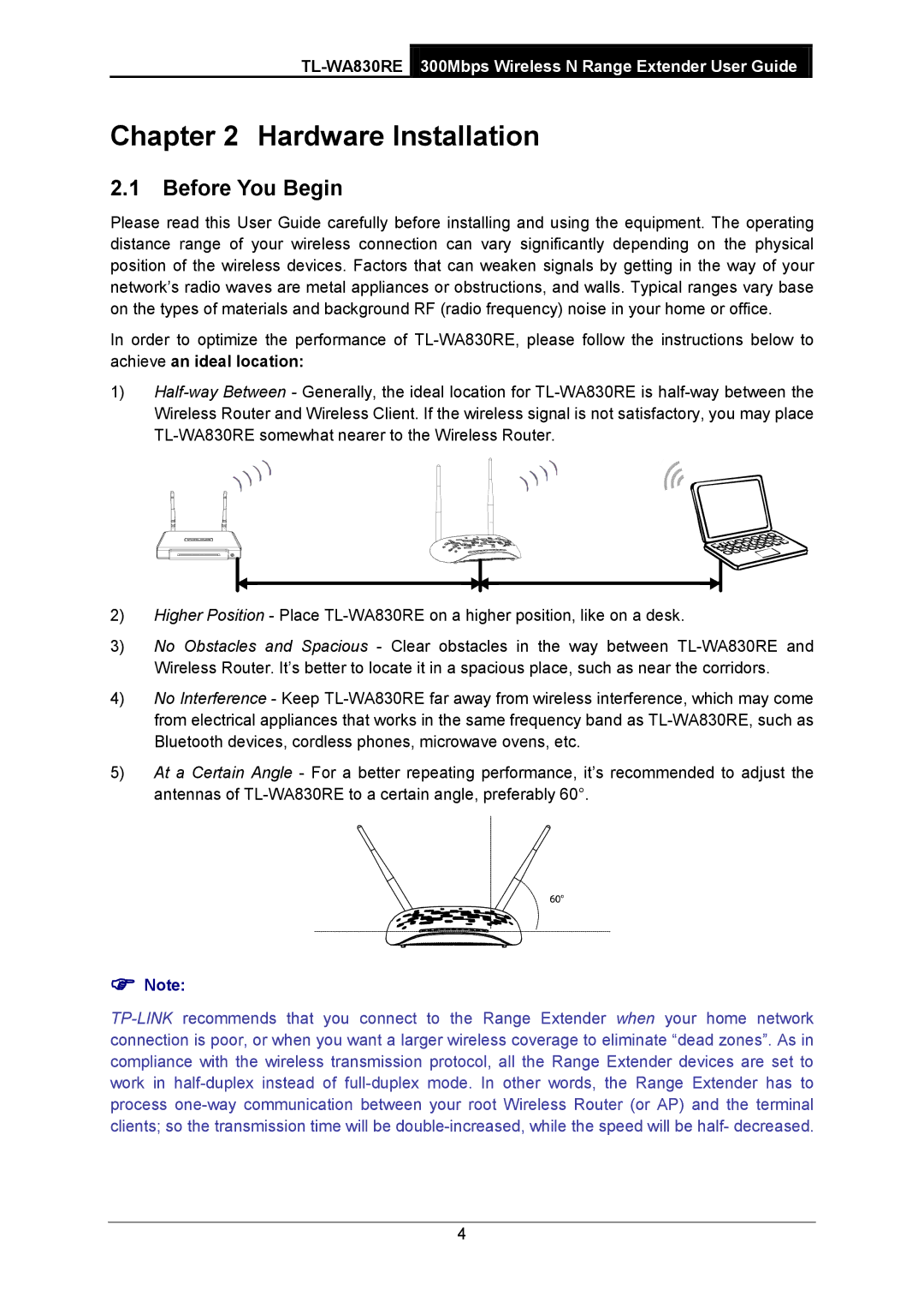 TP-Link TL-WA830RE manual Hardware Installation, Before You Begin 