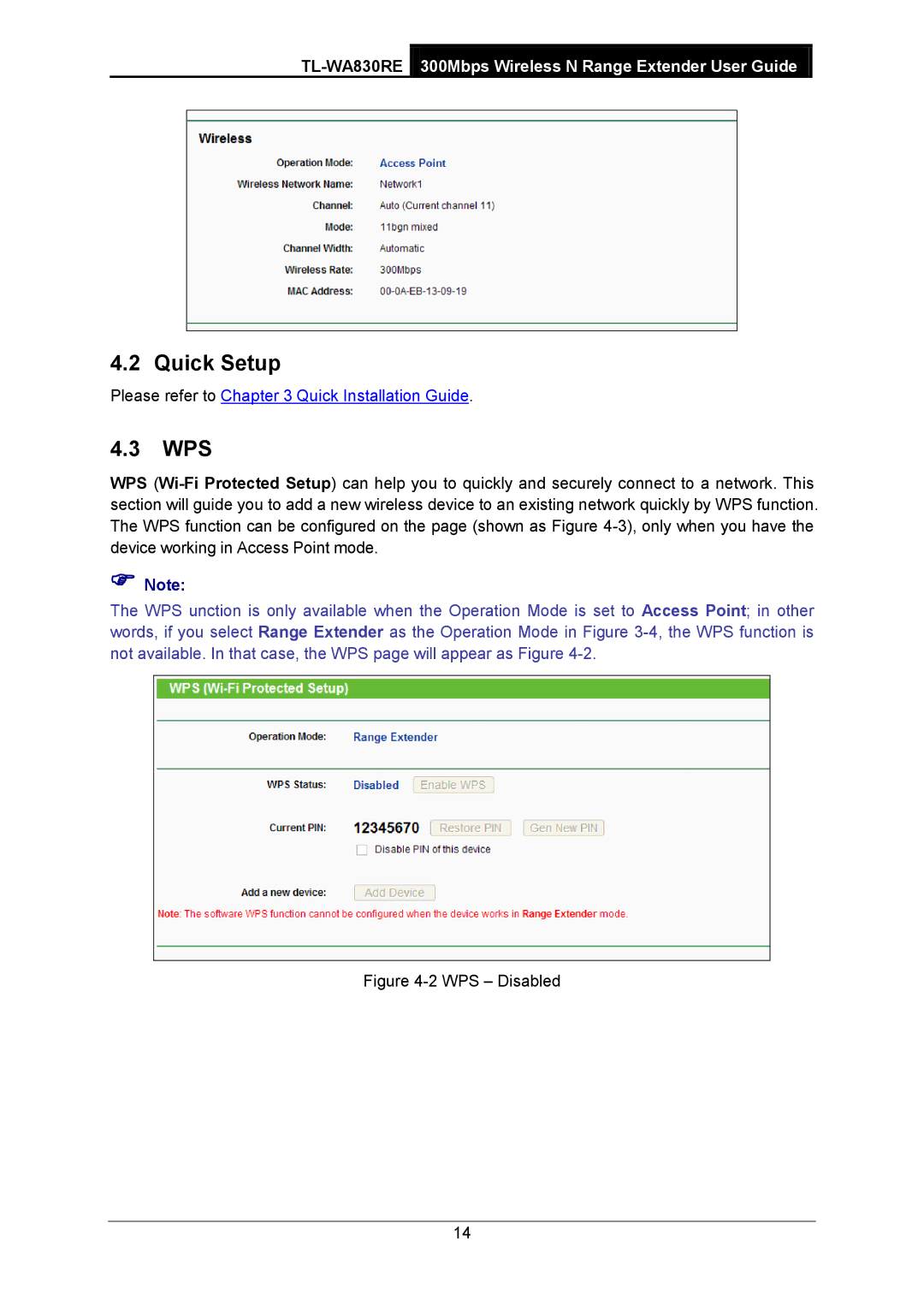 TP-Link TL-WA830RE manual Quick Setup, Wps 