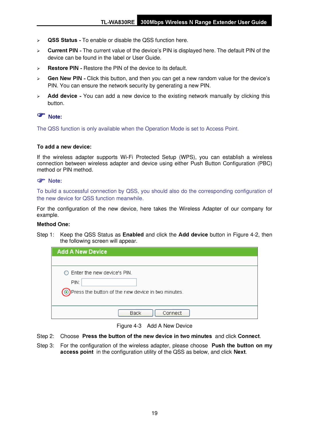 TP-Link TL-WA830RE manual To add a new device, Method One 