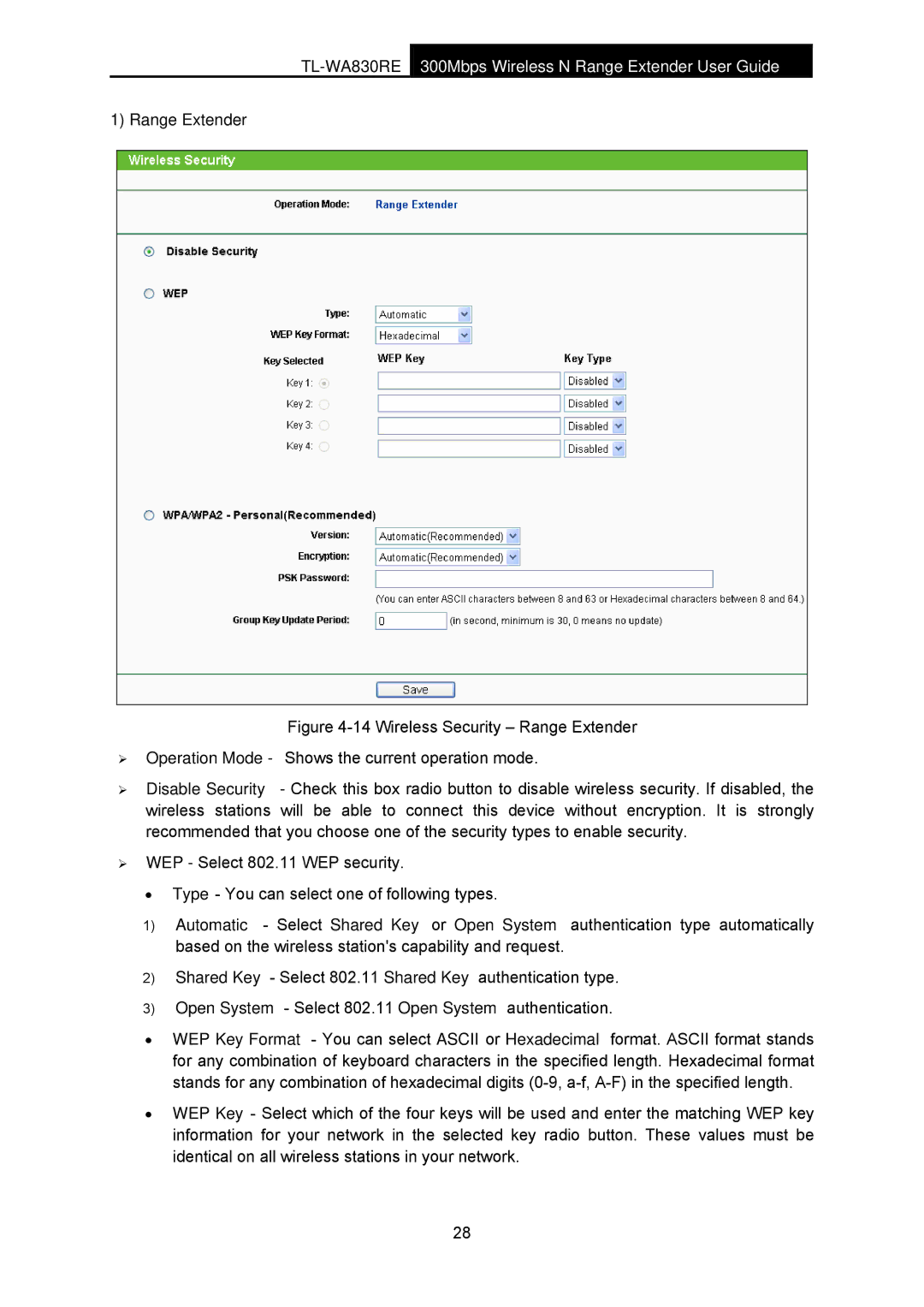 TP-Link TL-WA830RE manual Range Extender 