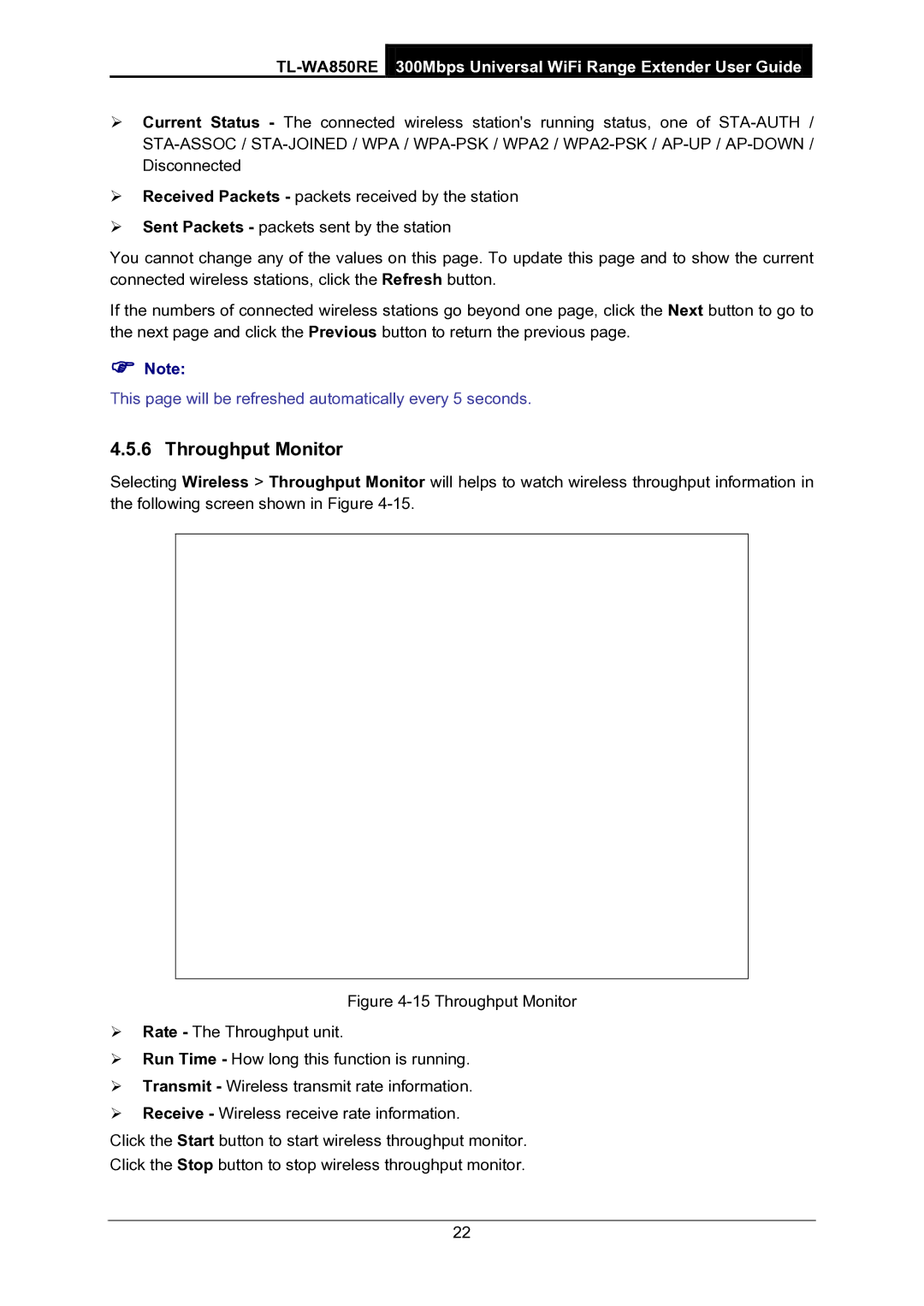 TP-Link TL-WA850RE manual Throughput Monitor 