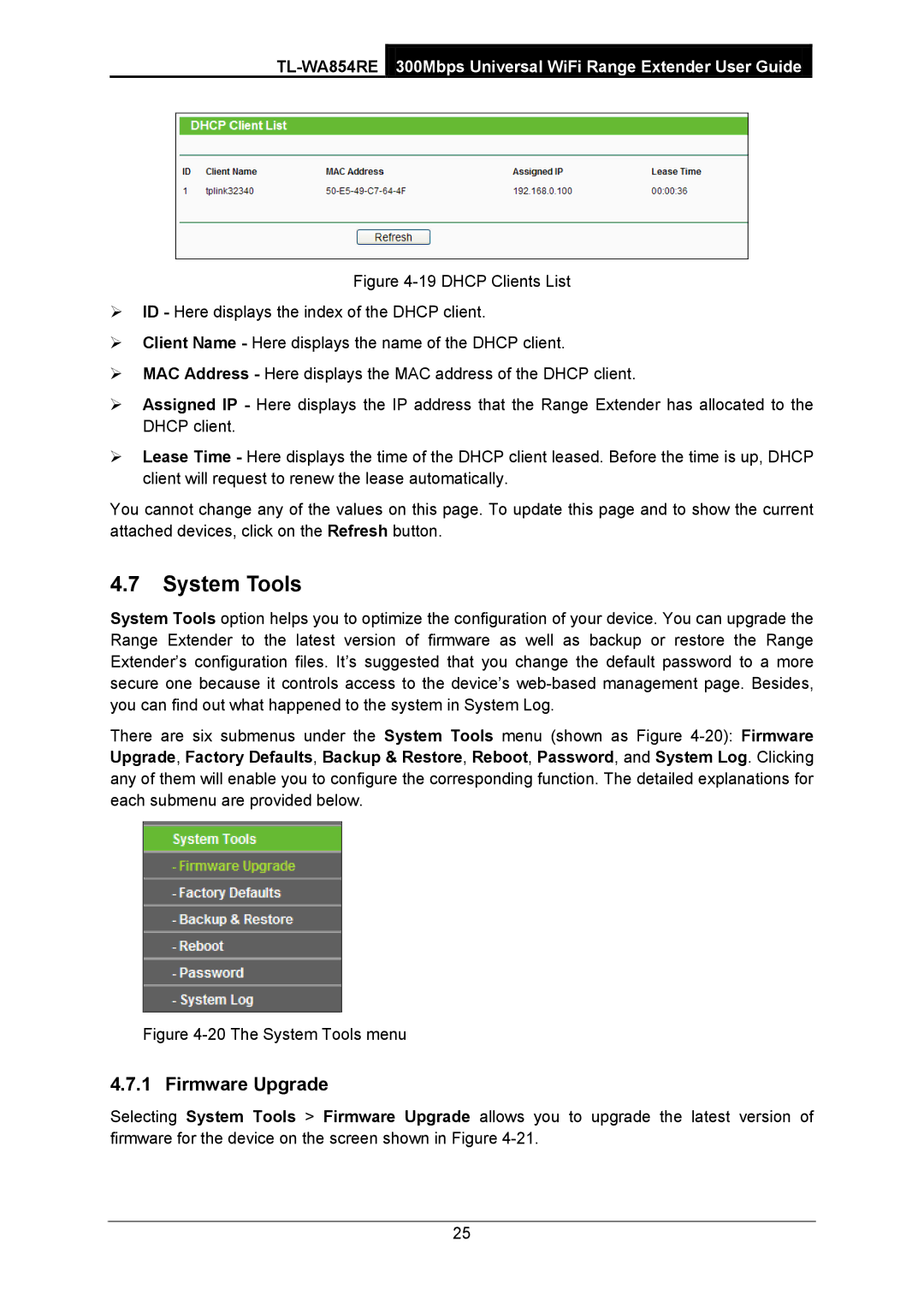 TP-Link TL-WA854RE manual System Tools, Firmware Upgrade 