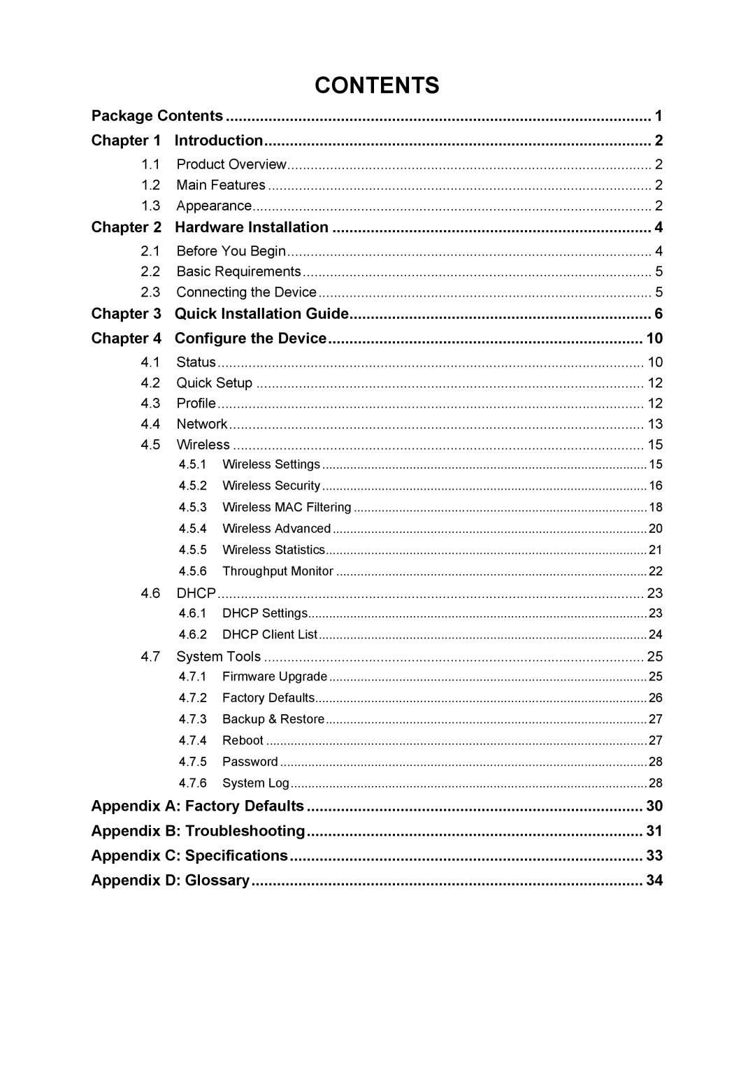 TP-Link TL-WA854RE manual Contents 