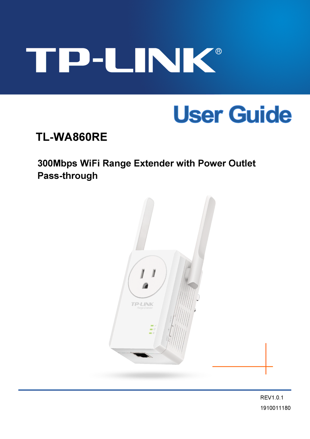 TP-Link TL-WA860RE manual 300Mbps WiFi Range Extender with Power Outlet Pass-through 