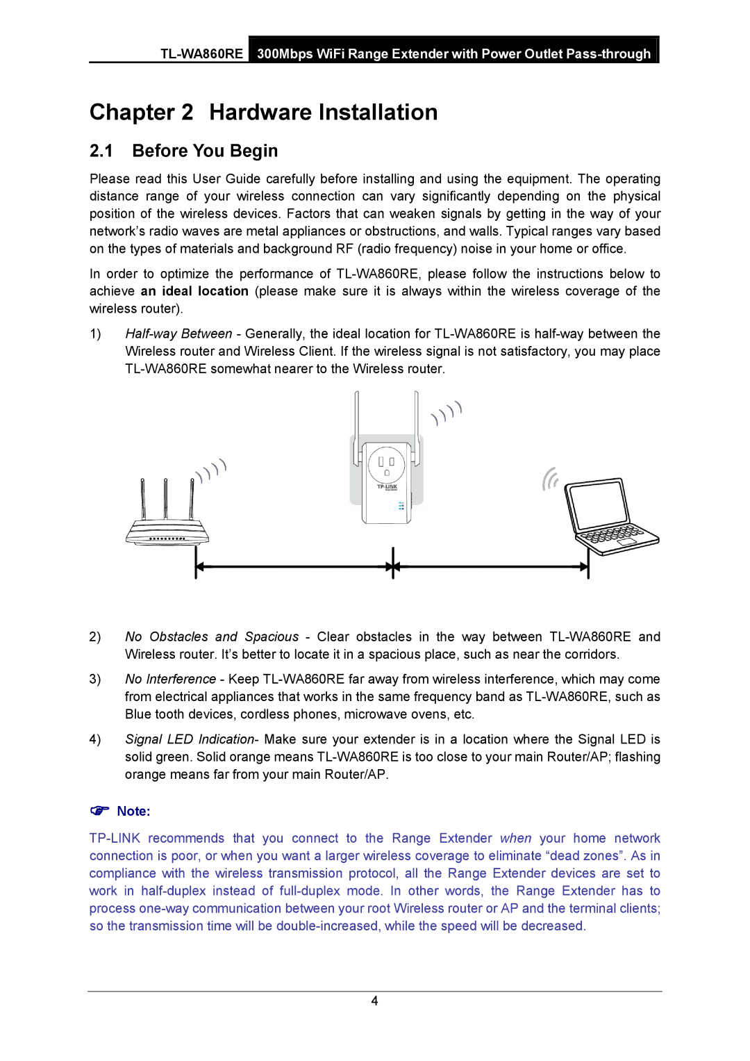 TP-Link TL-WA860RE manual Hardware Installation, Before You Begin 