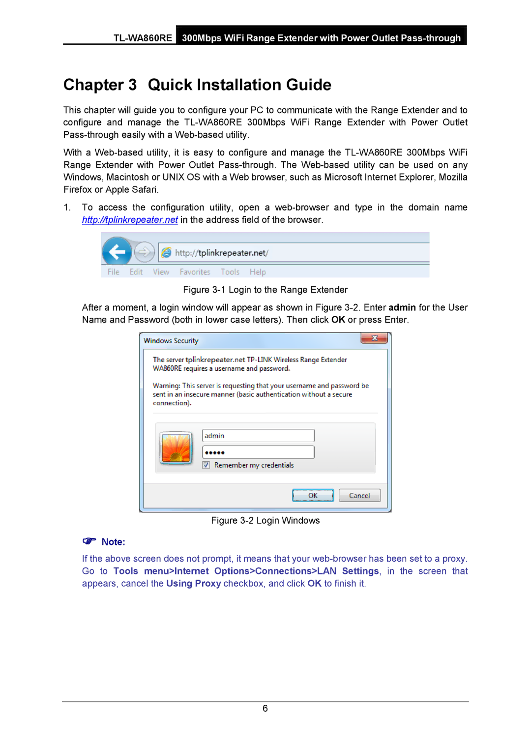 TP-Link TL-WA860RE manual Quick Installation Guide, Login Windows 