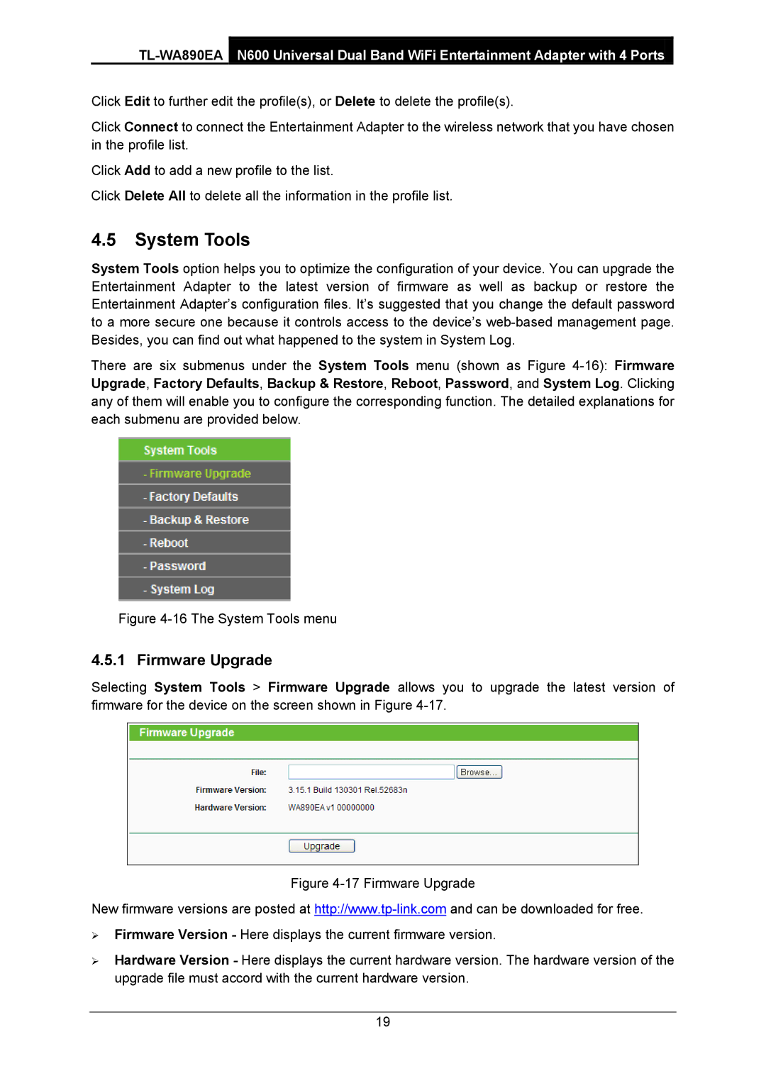 TP-Link TL-WA890EA manual System Tools, Firmware Upgrade 