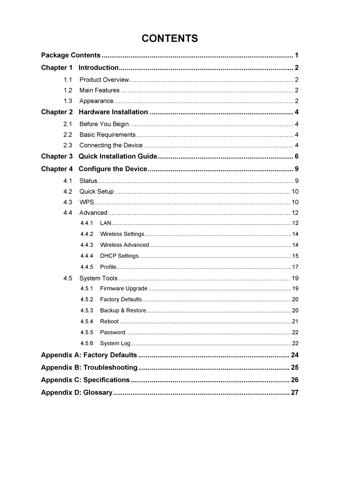 TP-Link TL-WA890EA manual Contents 