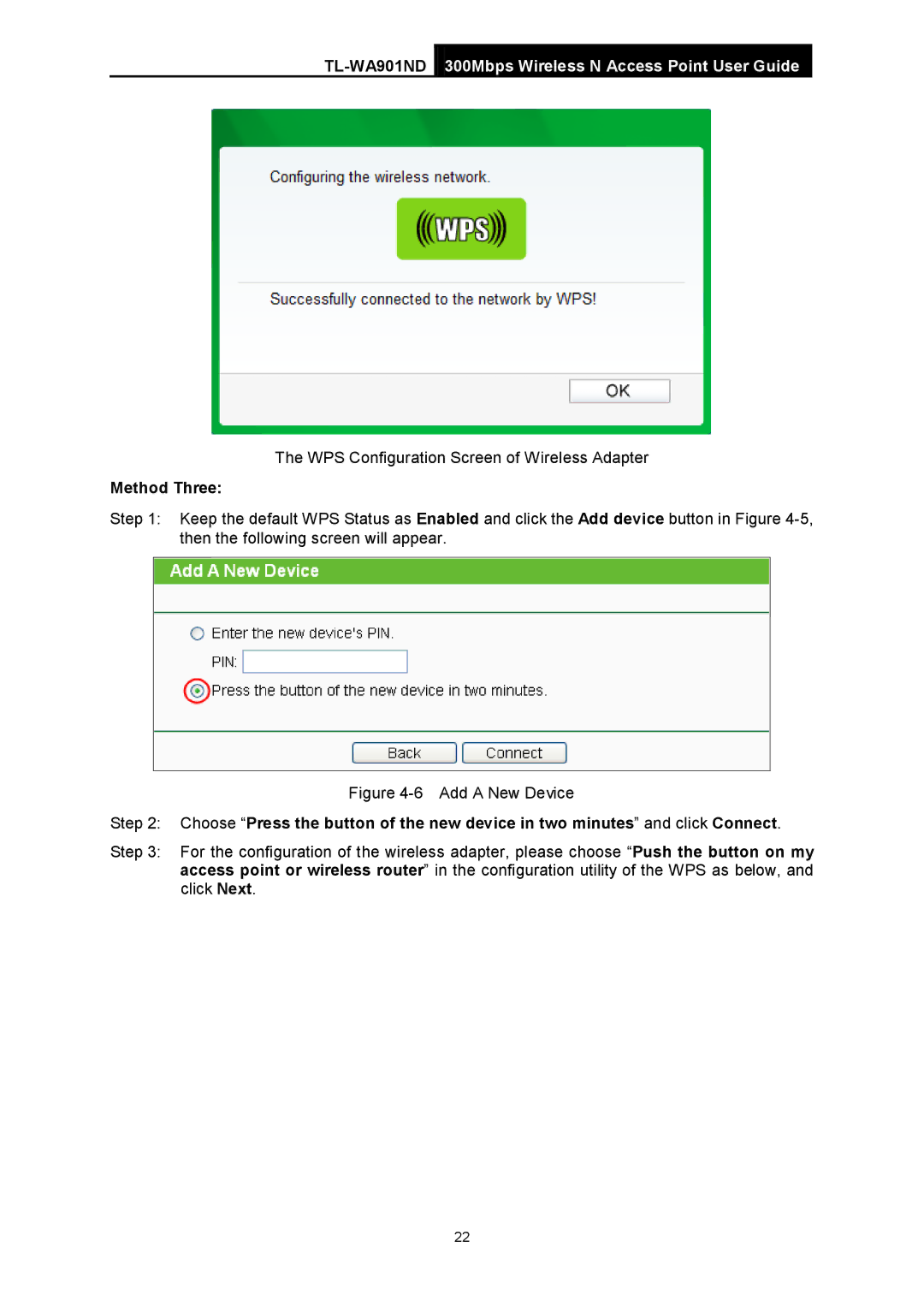 TP-Link TL-WA901ND manual Method Three, Add a New Device 