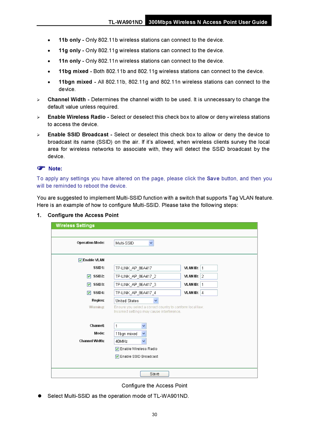 TP-Link TL-WA901ND manual Configure the Access Point 