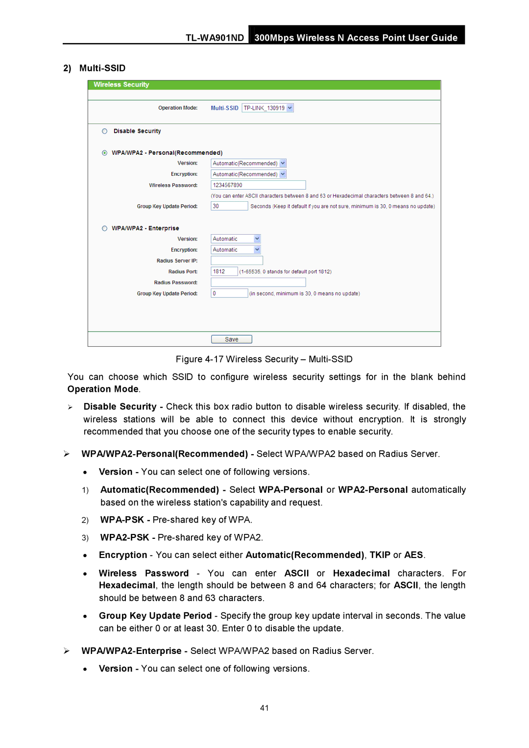 TP-Link TL-WA901ND manual Multi-SSID 