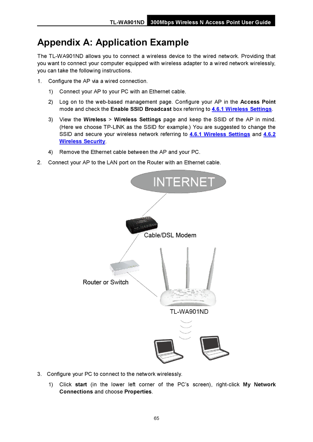 TP-Link TL-WA901ND manual Appendix a Application Example 