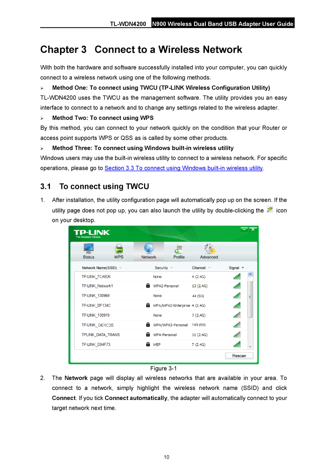 TP-Link TL-WDN4200 manual Connect to a Wireless Network, To connect using Twcu, ¾ Method Two To connect using WPS 