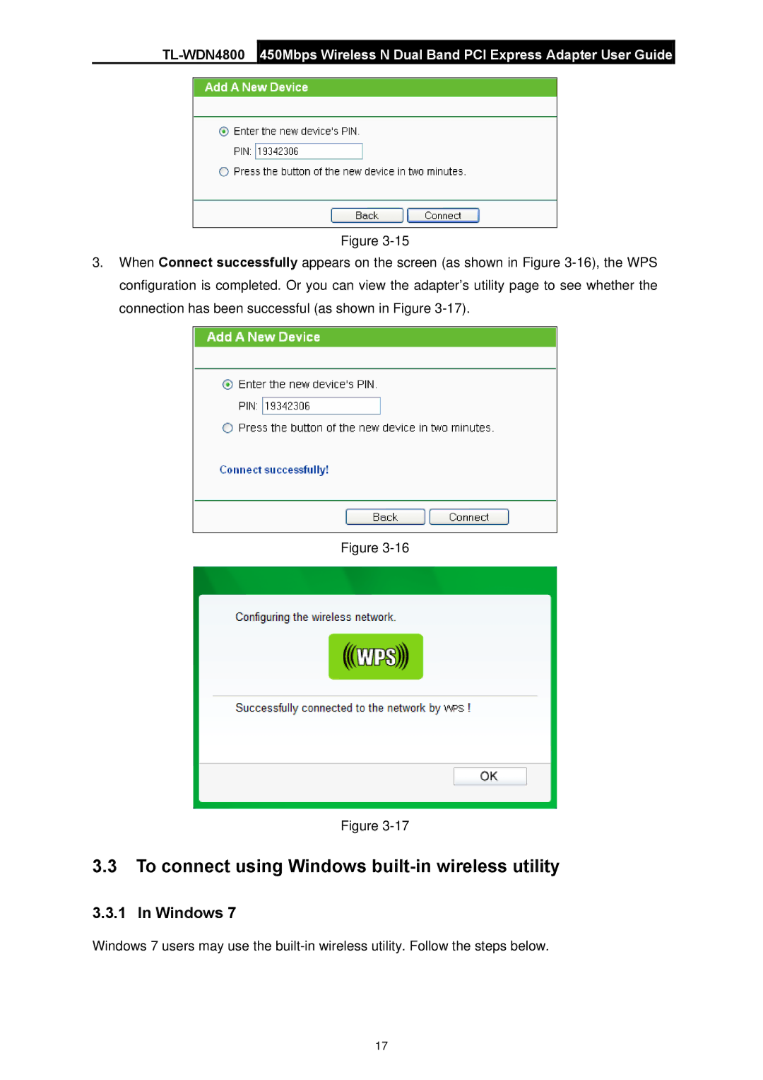 TP-Link TL-WDN4800 manual To connect using Windows built-in wireless utility 