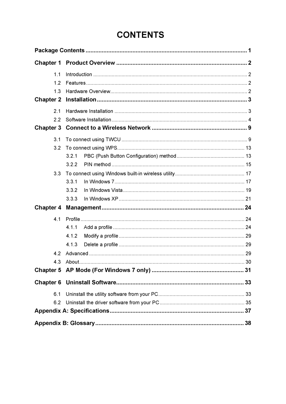 TP-Link TL-WDN4800 manual Contents 