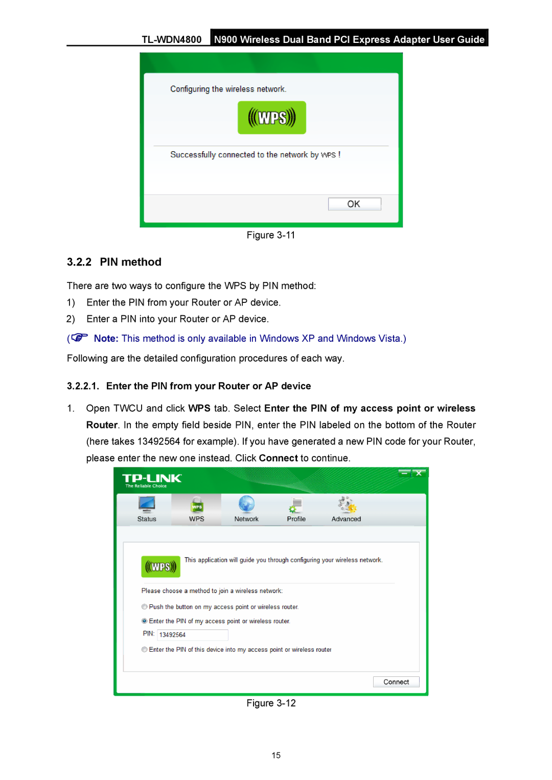 TP-Link TL-WDN4800 manual PIN method 