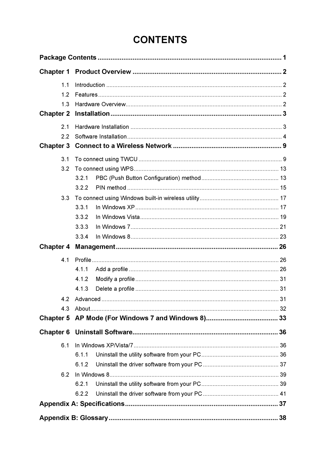 TP-Link TL-WDN4800 manual Contents 