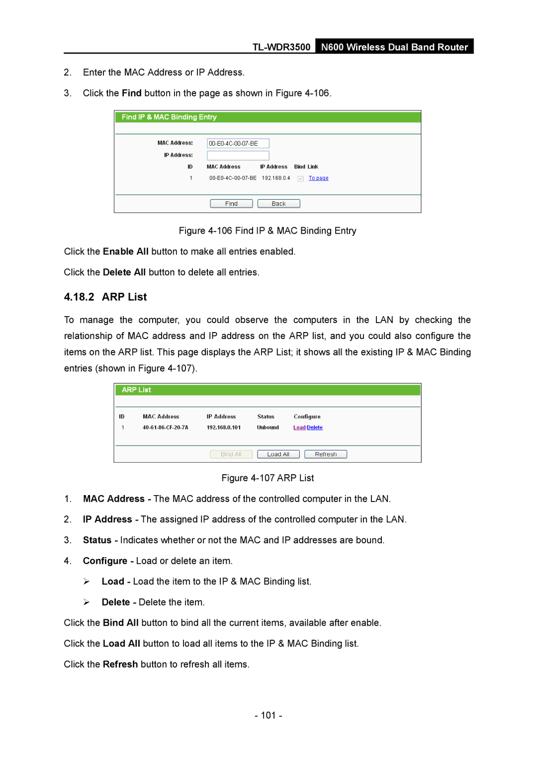 TP-Link TL-WDR3500 manual ARP List 