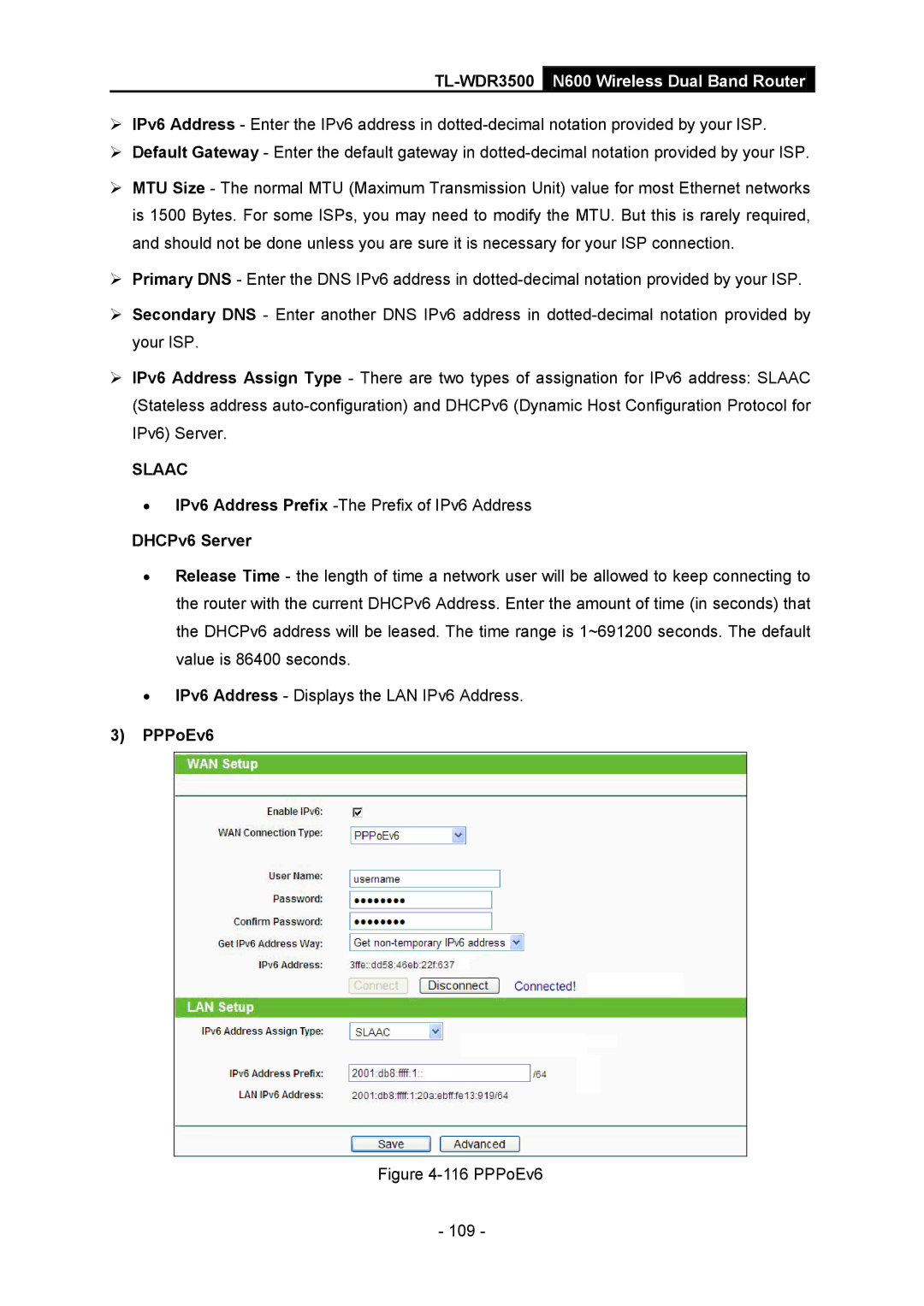 TP-Link TL-WDR3500 manual PPPoEv6 109 