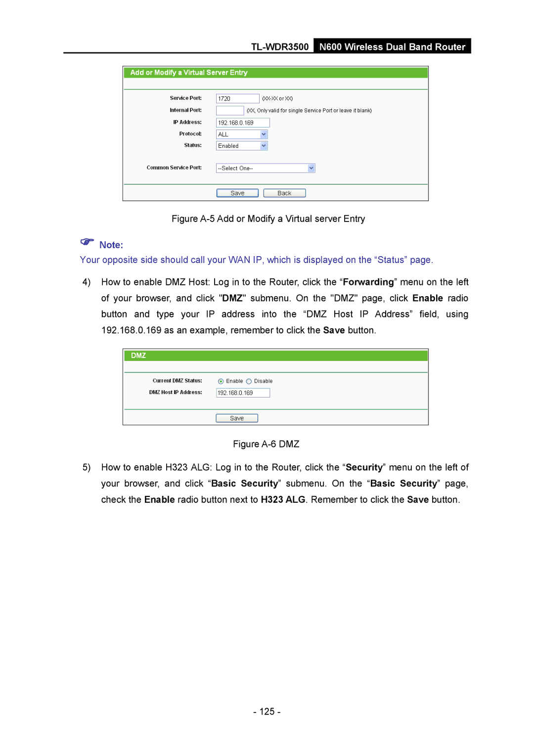 TP-Link TL-WDR3500 manual Figure A-5 Add or Modify a Virtual server Entry 