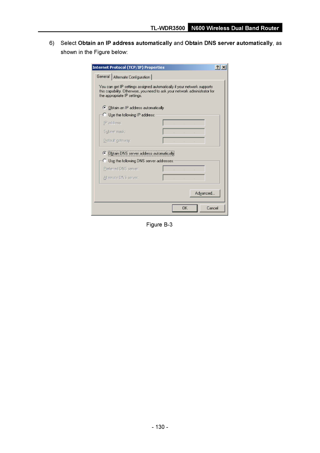 TP-Link TL-WDR3500 manual Figure B-3 130 