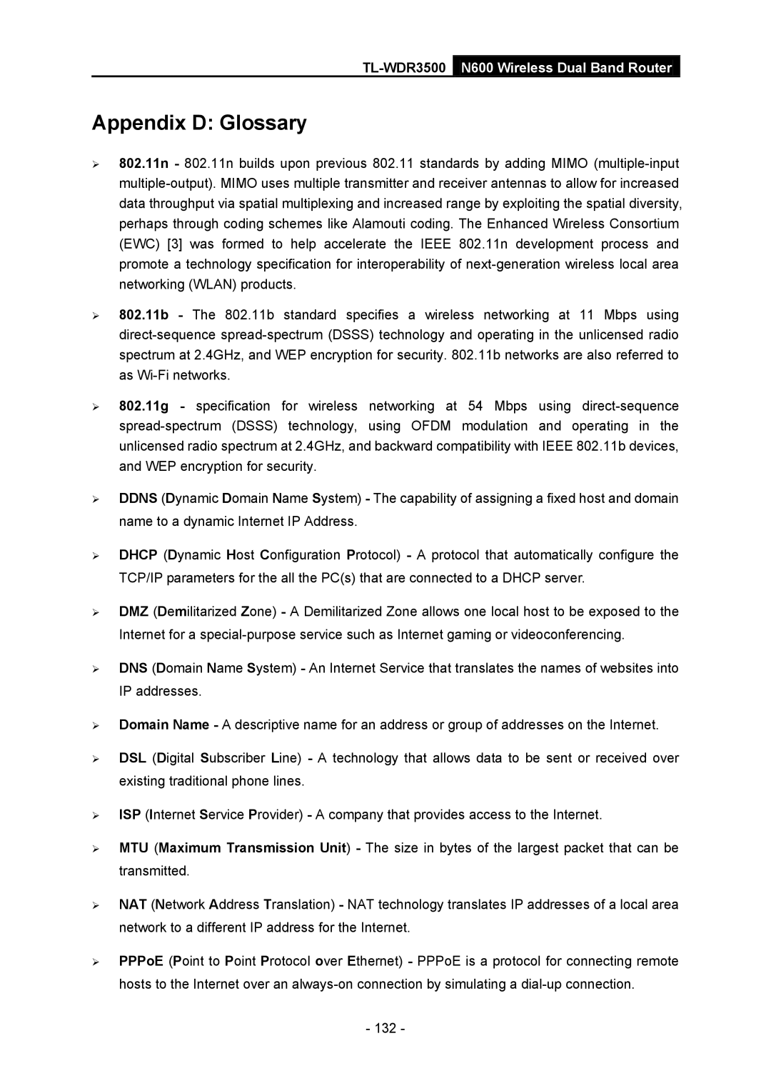 TP-Link TL-WDR3500 manual Appendix D Glossary 