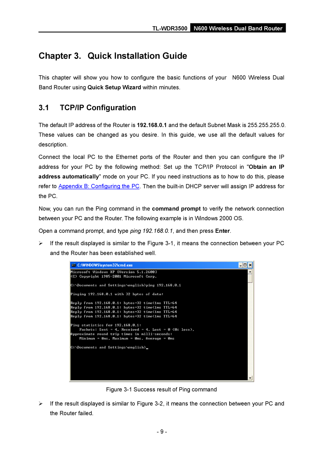 TP-Link TL-WDR3500 manual Quick Installation Guide, TCP/IP Configuration 