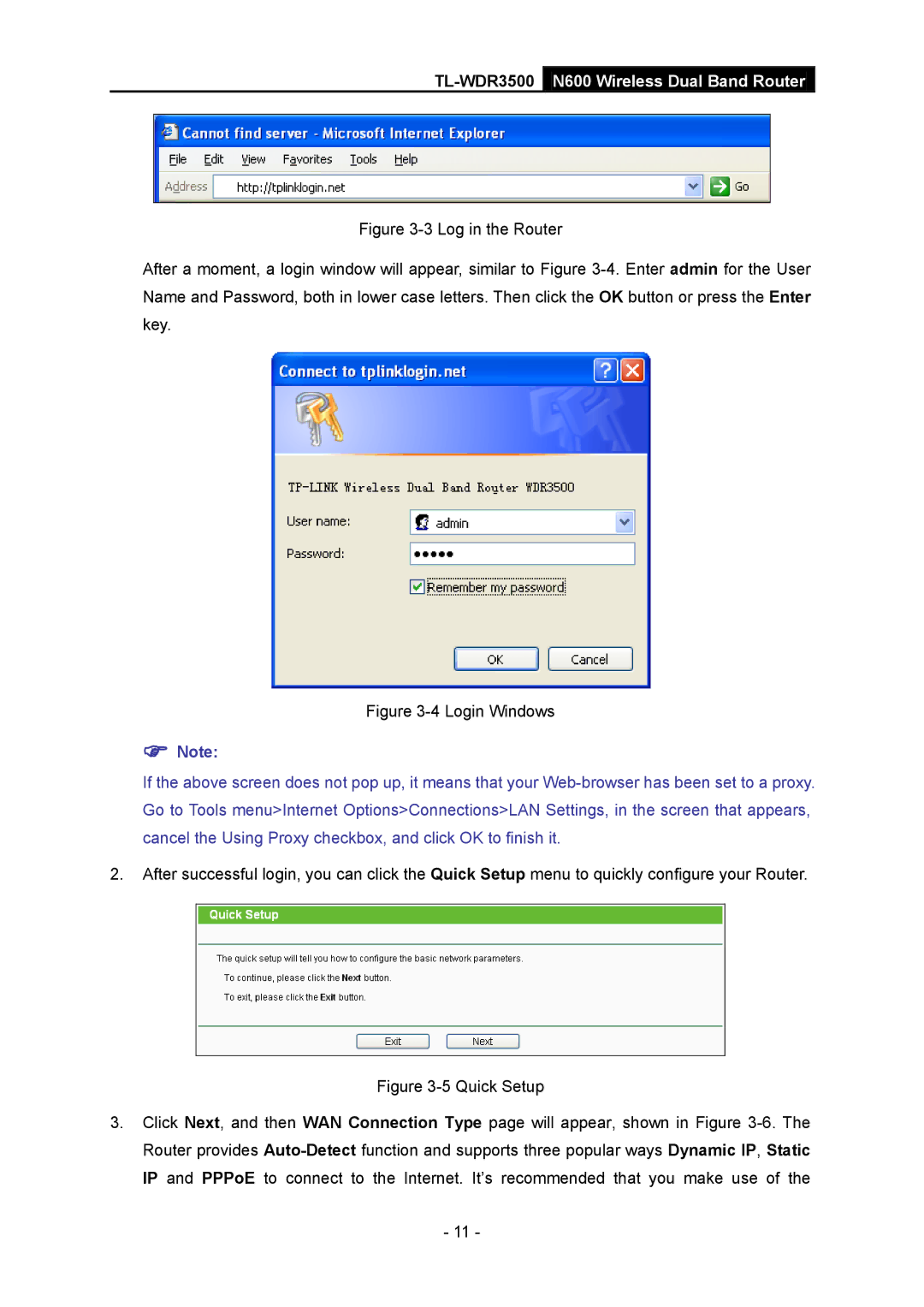 TP-Link TL-WDR3500 manual Login Windows 