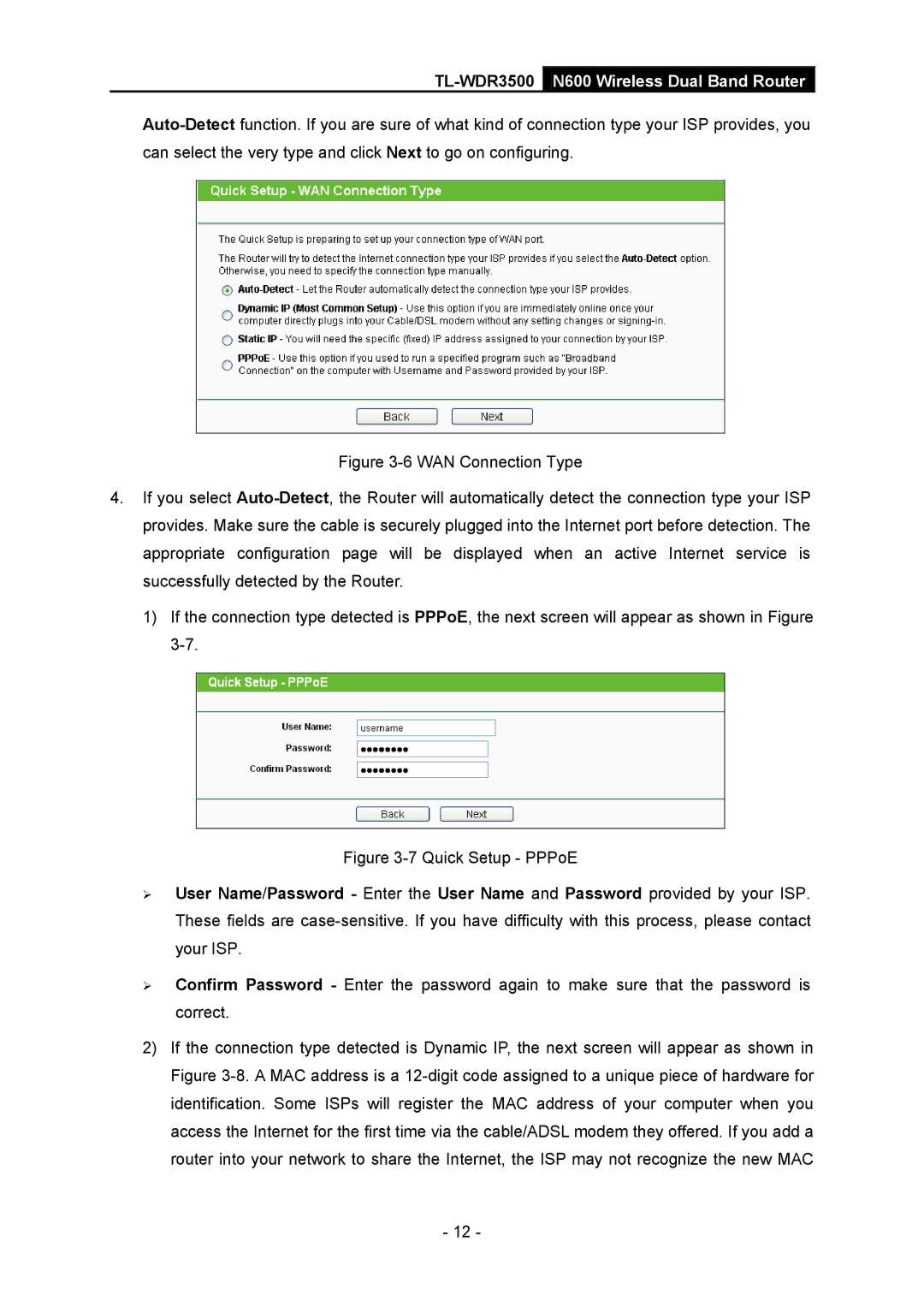 TP-Link TL-WDR3500 manual Quick Setup PPPoE 