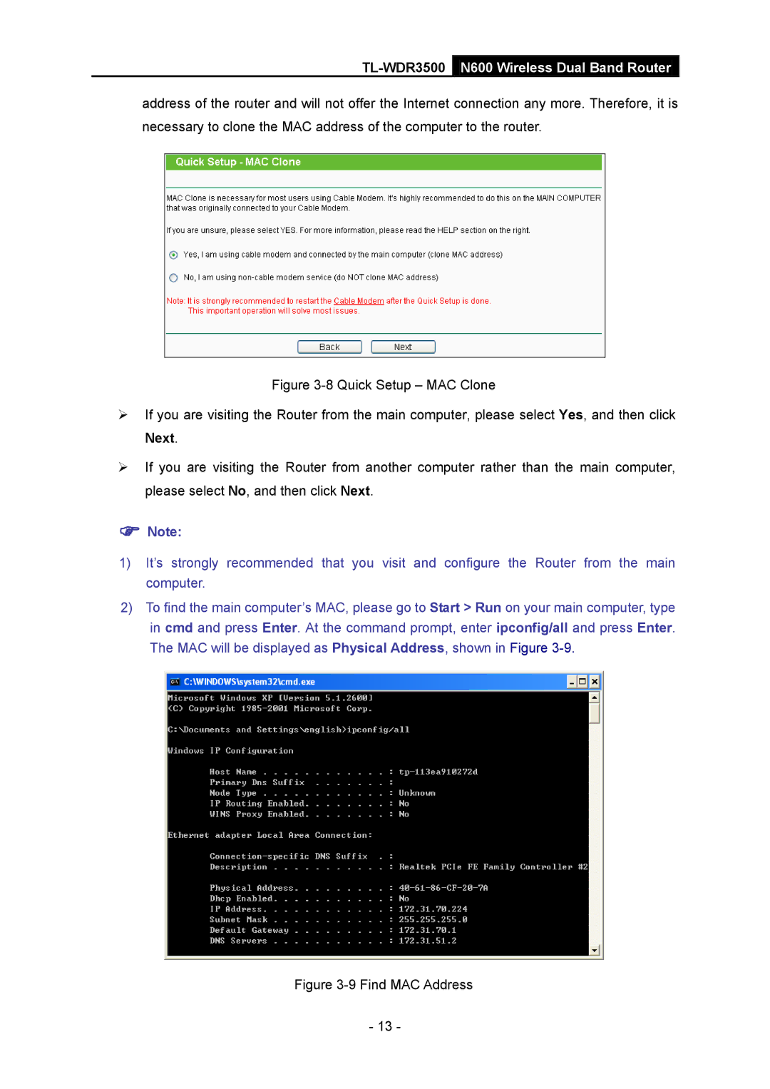 TP-Link TL-WDR3500 manual Find MAC Address 