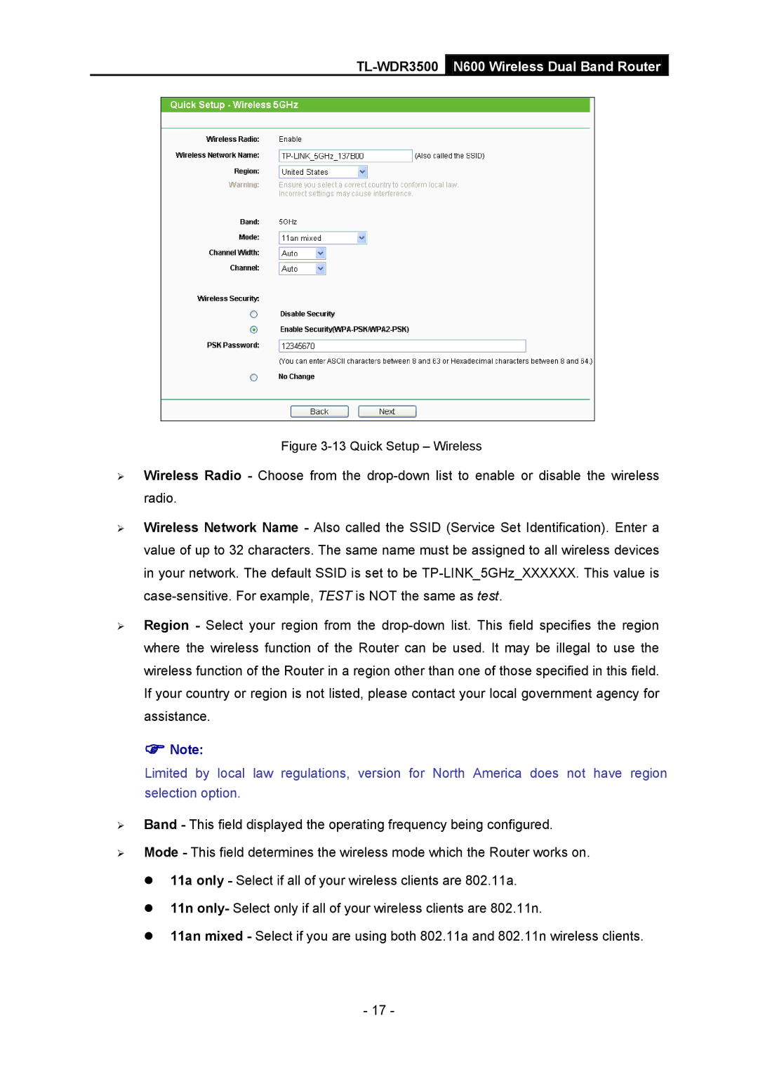 TP-Link TL-WDR3500 manual Quick Setup Wireless 