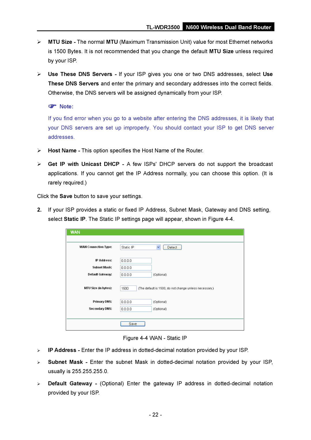 TP-Link TL-WDR3500 manual  Note 