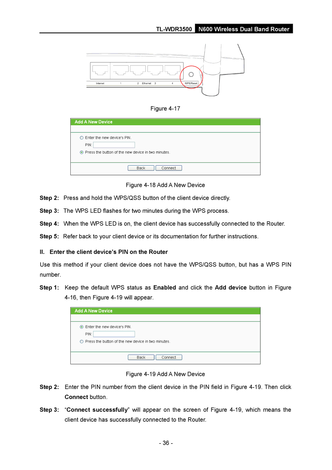 TP-Link TL-WDR3500 manual II. Enter the client device’s PIN on the Router 