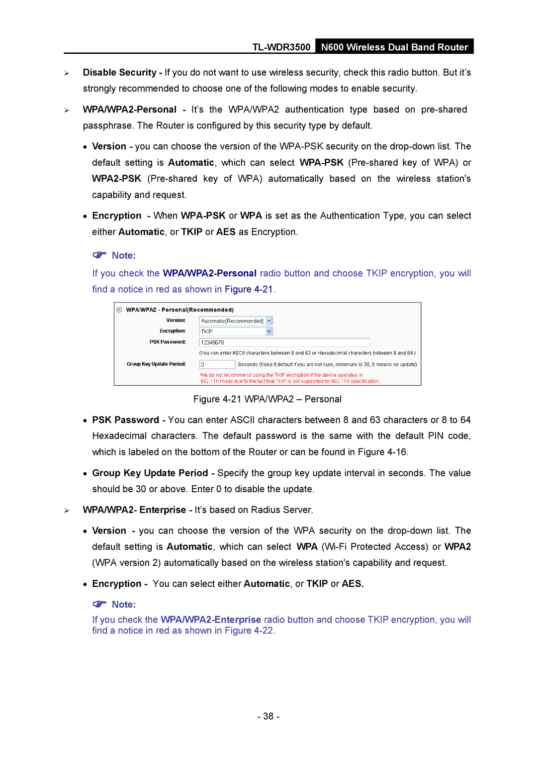 TP-Link TL-WDR3500 manual Encryption You can select either Automatic, or Tkip or AES 