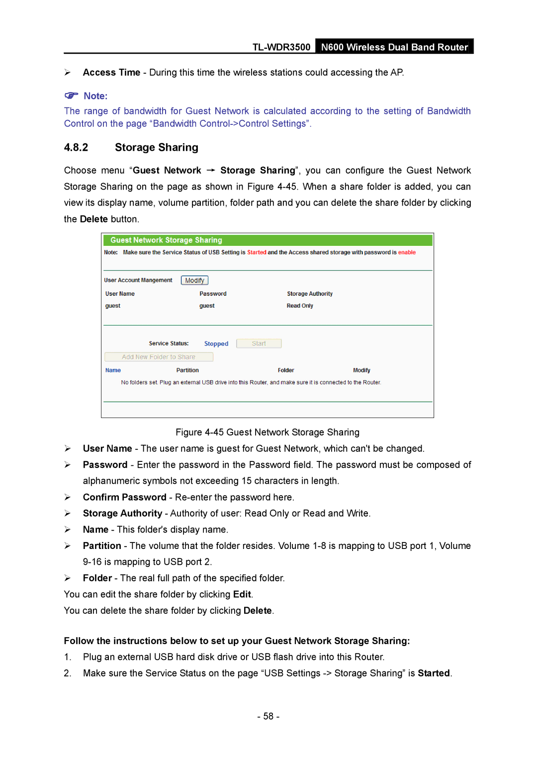 TP-Link TL-WDR3500 manual Storage Sharing 