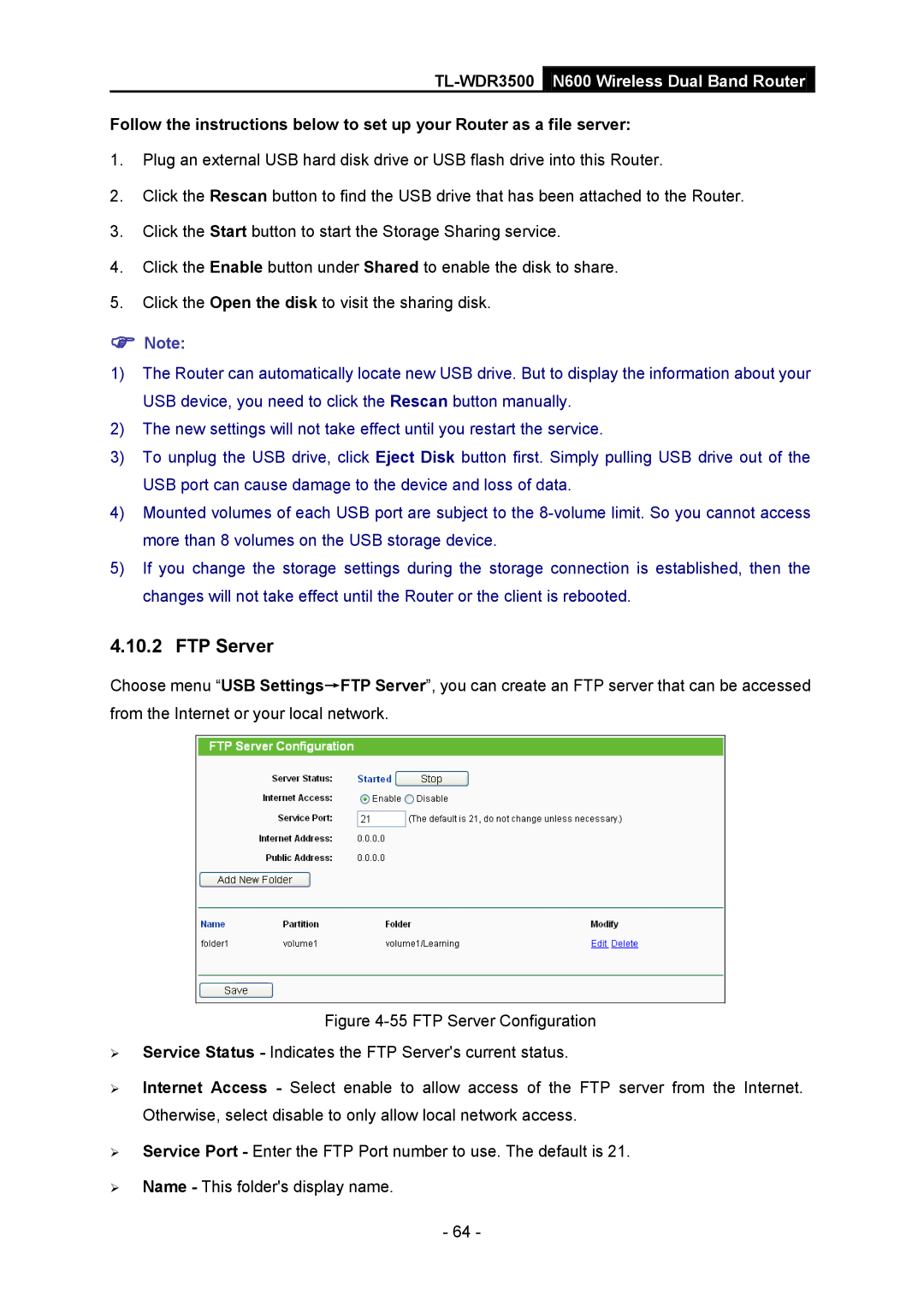 TP-Link TL-WDR3500 manual FTP Server 