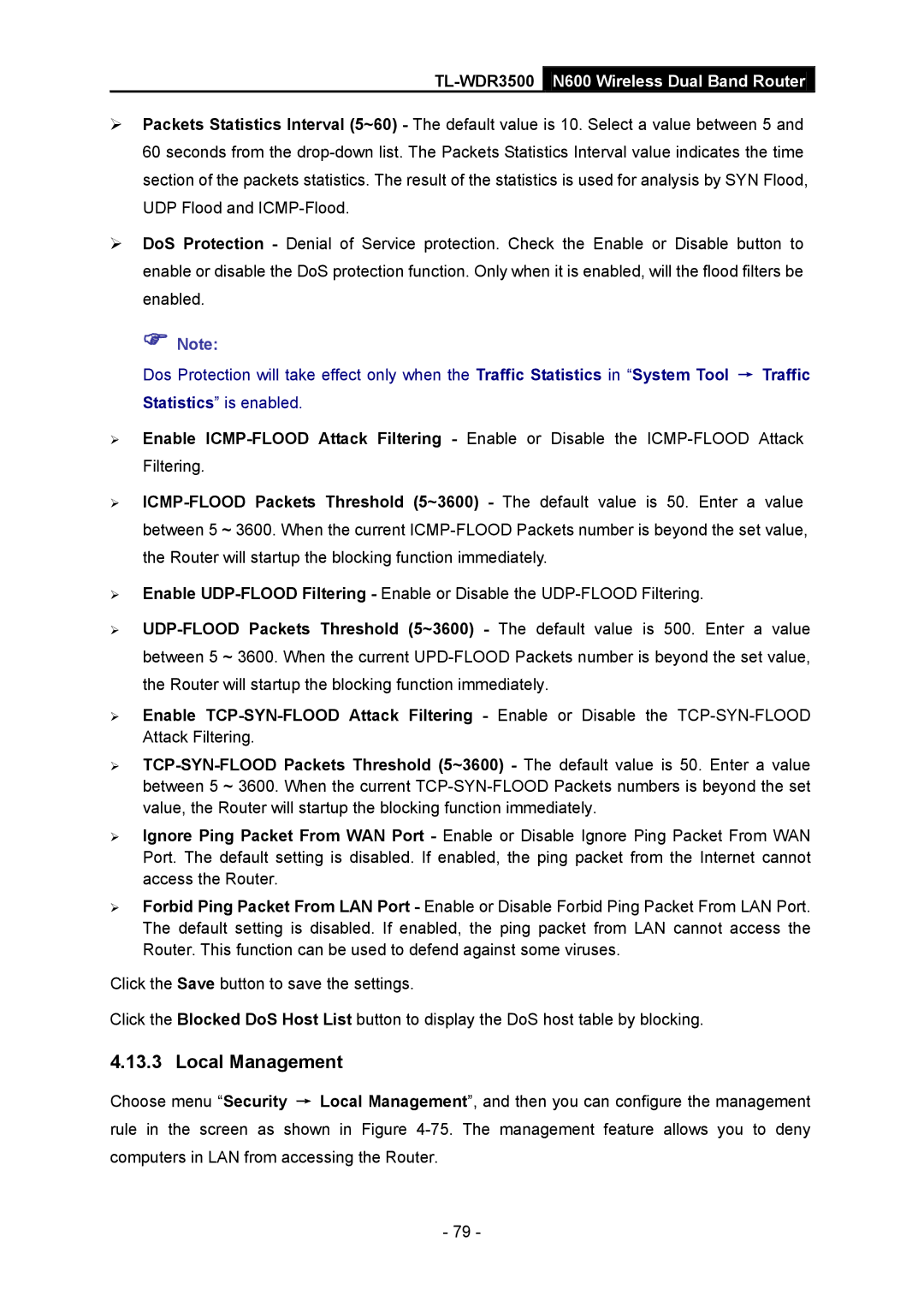 TP-Link TL-WDR3500 manual Local Management 