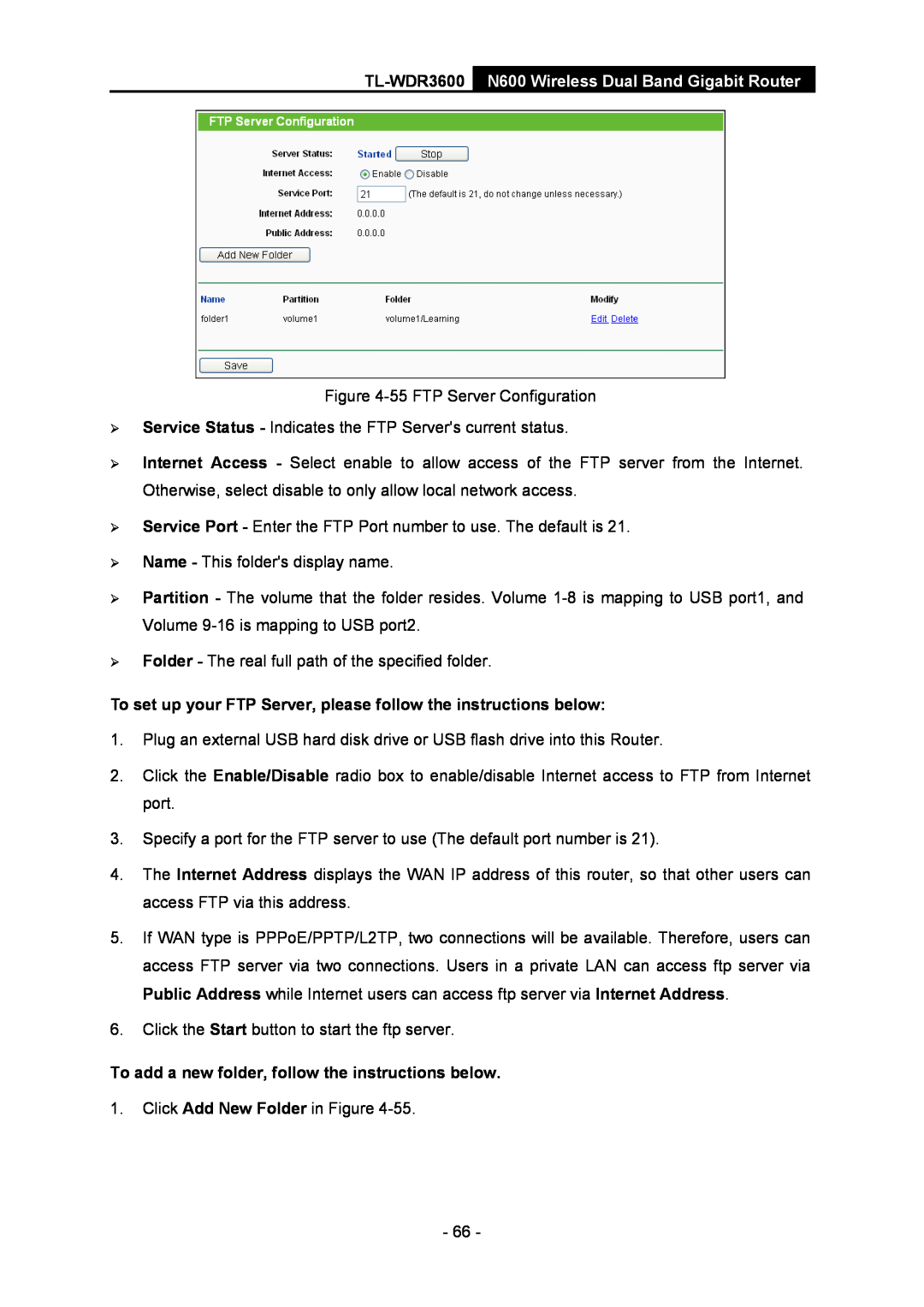 TP-Link TL-WDR3600 manual To set up your FTP Server, please follow the instructions below 